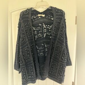 Lucky Brand Open-Front Chunky Knit Cardigan - Dark Blue